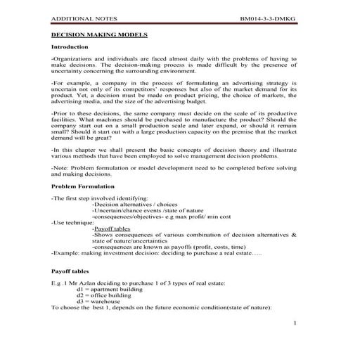 Decision making models