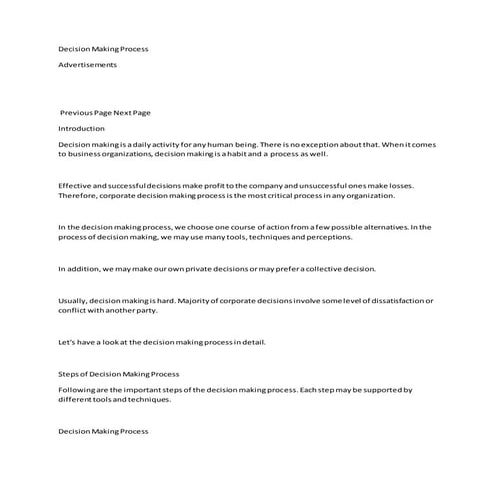 Decision making process