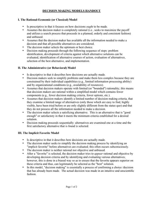 Decision models