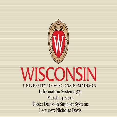 UW-Madison, Information Systems 371 - Decision Support Systems