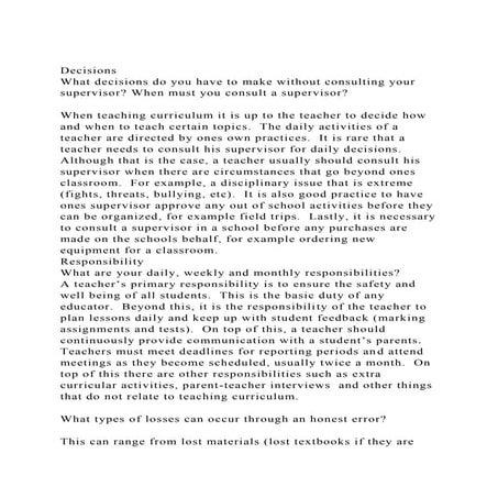 DecisionsWhat decisions do you have to make without consulting y.docx