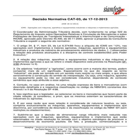 Decisão Normativa SF 03/2013