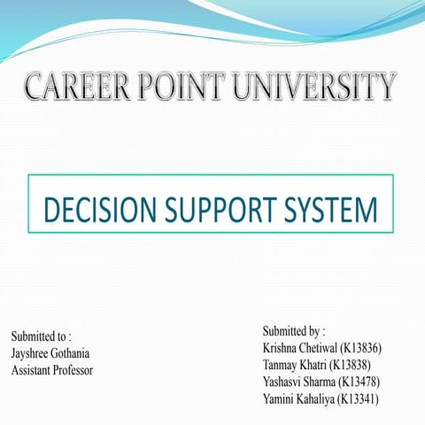 Decission support system in MIS (assignment)