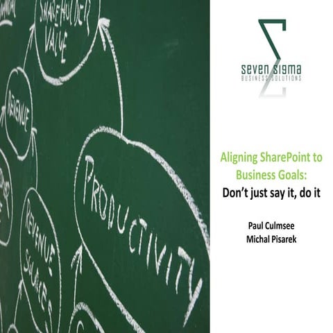 Aligning SharePoint to Business Goals: Don't just say it, do it!