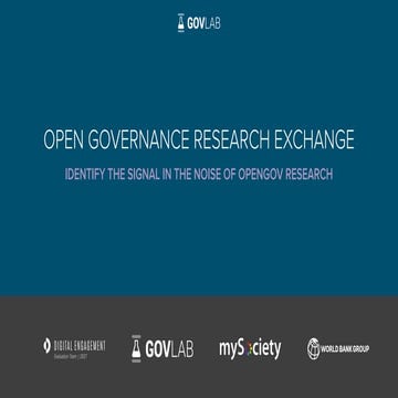 Presenting the Open Governance Research Exchange