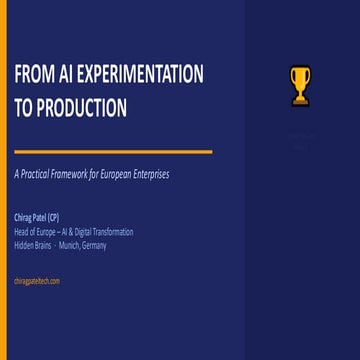 From AI Experimentation to Production — A Framework for European ...