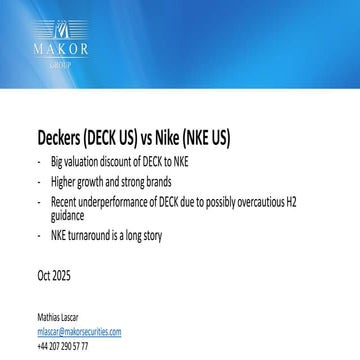 Deckers stock picking idea from October 2025