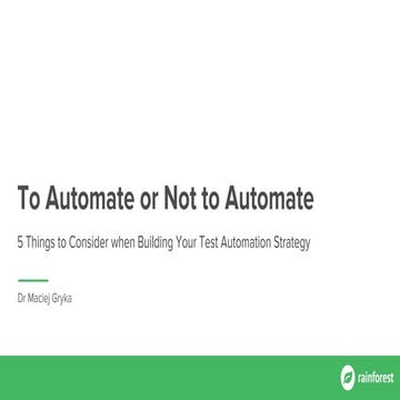 WEBINAR: To Automate or Not to Automate