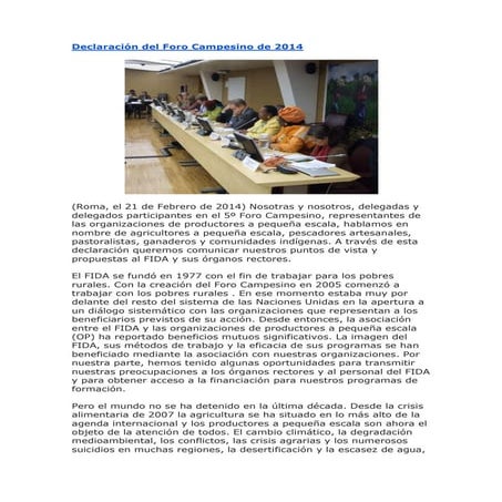 Declaración del foro campesino de 2014