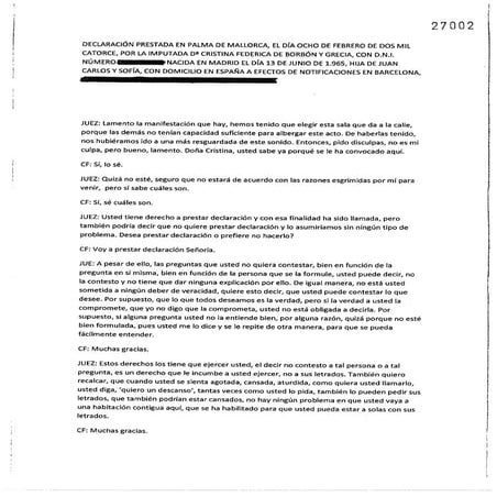 Declaracion infanta cristina