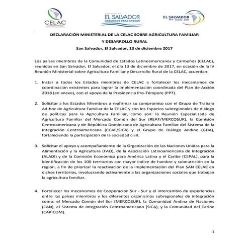 Declaración y plan de acción 2018