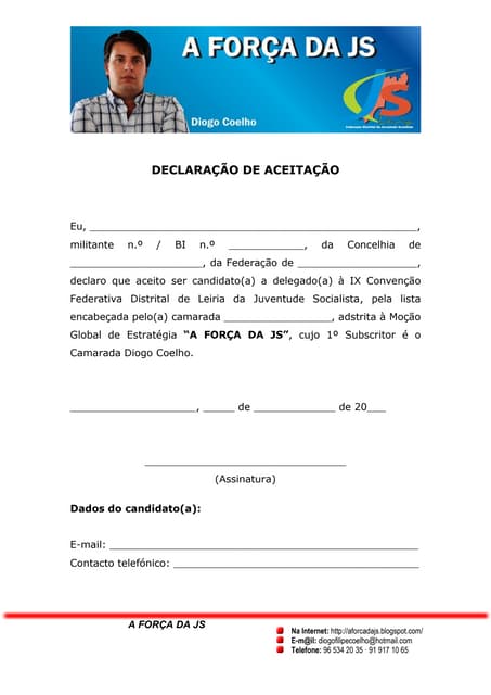 DeclaraçãO De AceitaçãO