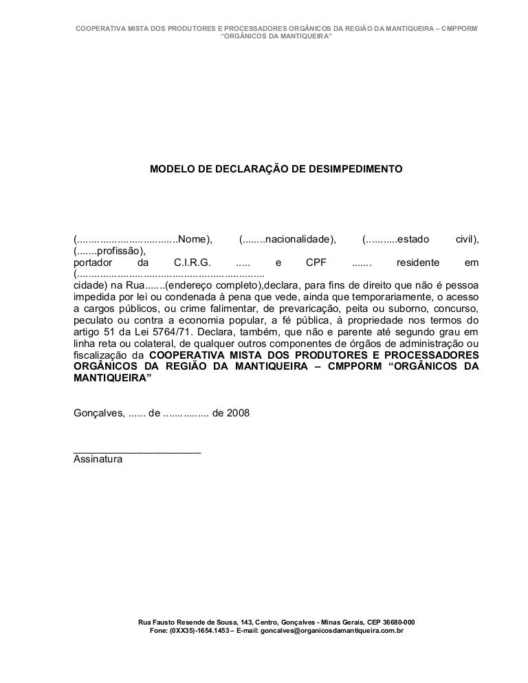 Declaração De Desimpedimento