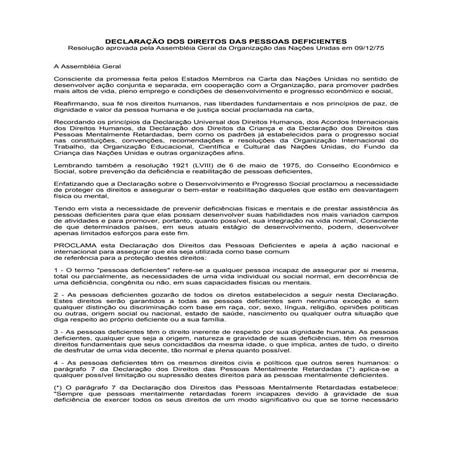 Declaração Dos Direitos Das Pessoas Deficientes