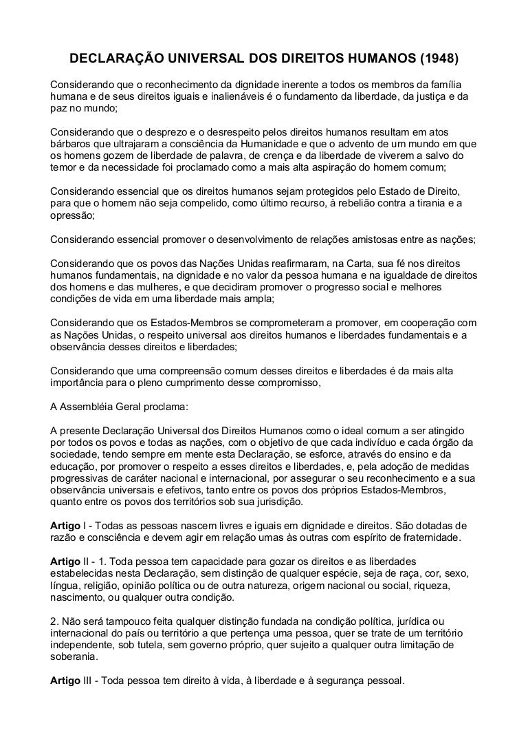 Leia Os Dois Artigos Seguintes Extraídos Da Declaração Dos Direitos