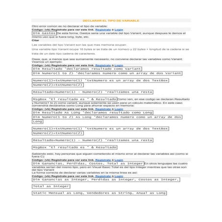 Tipos de variables en visual basic ejemplos | PDF