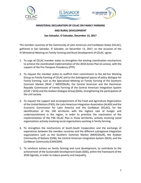 Declaration and action plan 2018