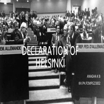 DECLARATION OF HELSINKI - History and principles