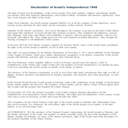 Declaration of state of Israel 1948