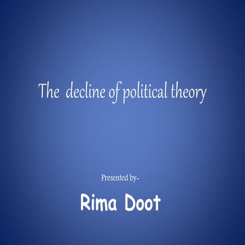 David Easton's Concept of Decline of Political Theory