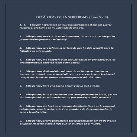 Decálogo de la serenidad