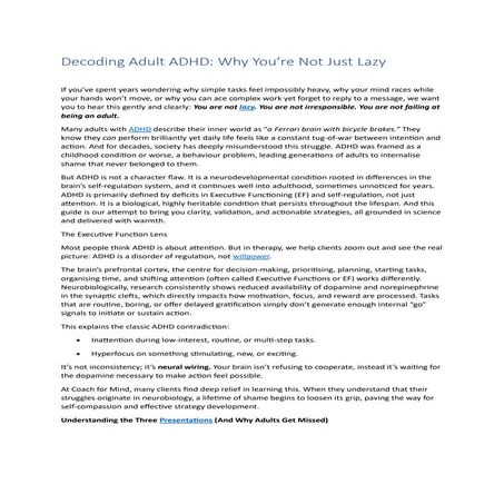Why Does Adult ADHD Often Go Undiagnosed | PDF