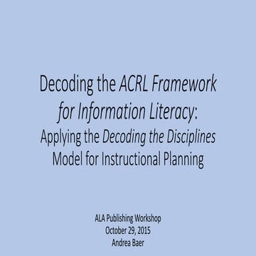 Decoding the ACRL Framework for Information Literacy: Applying the “Decoding ...