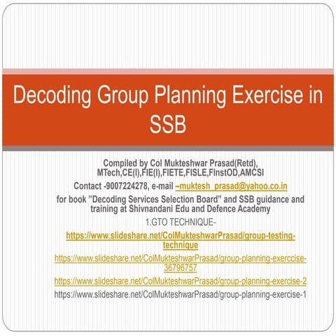 Decoding group planning exercise in SSB
