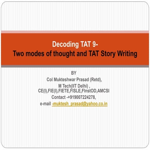 Decoding tat 9  two modes of thought and tat story writing