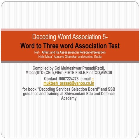 Decoding word association 5 word to three word association test