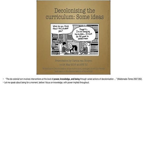 Decolonising the curriculum: Some ideas