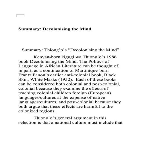 Decolonizing the mind