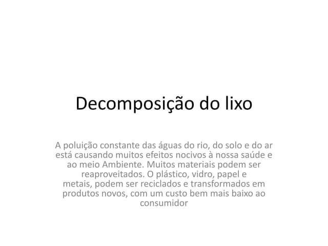 Decomposição do lixo | PPTX