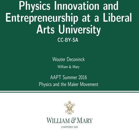 Physics Innovation and Entrepreneurship at a Liberal Arts University