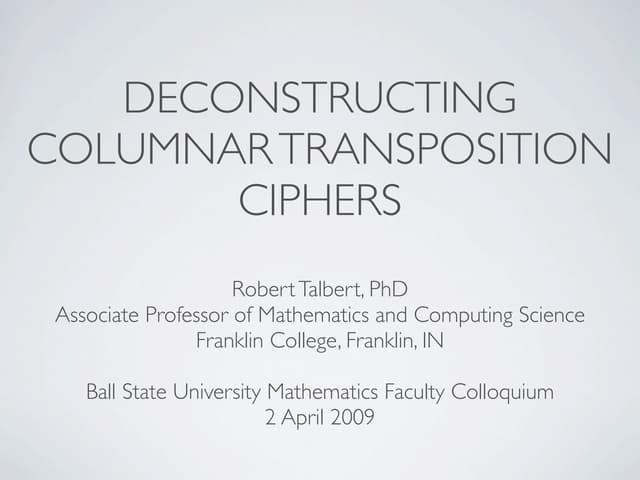 Columnar transposition cipher