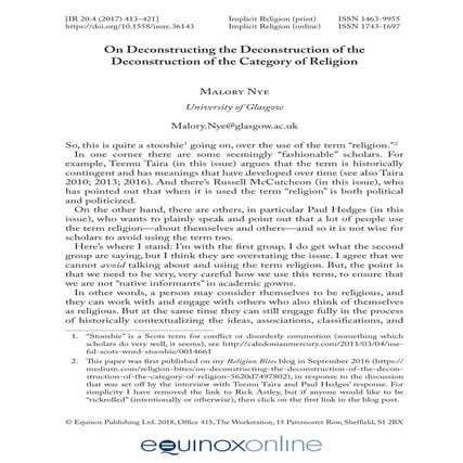 Malory Nye On Deconstructing the Deconstruction of the Deconstruction of the ...