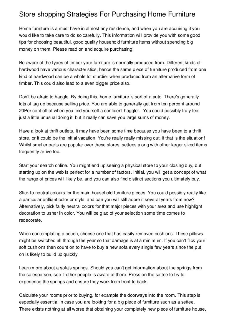 Store Shopping Strategies For Purchasing Home Furniture