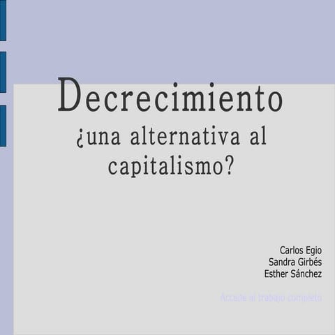 Decrecimiento una alternativa al capitalismo