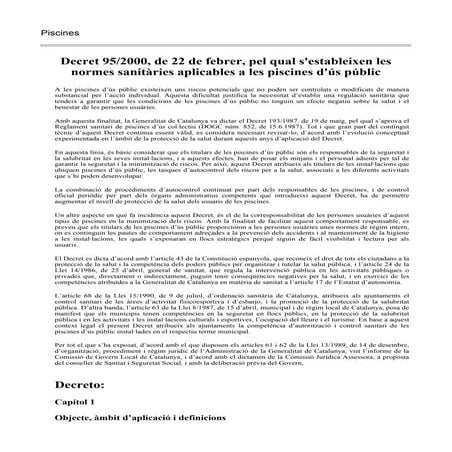 Decret 95/2000.piscines catalunya