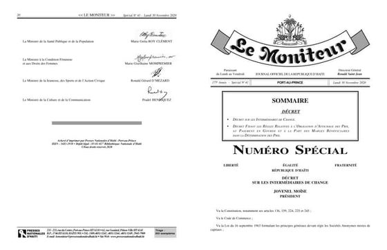 Décret sur les intermédiaires de change en Haïti et des règles d’affichage de...