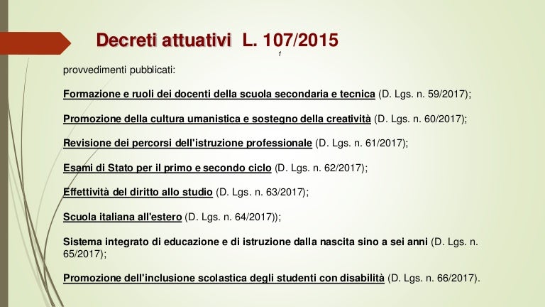 Legge 107 Del 2015 Sintesi Pdf Decreti attuativi legge 107