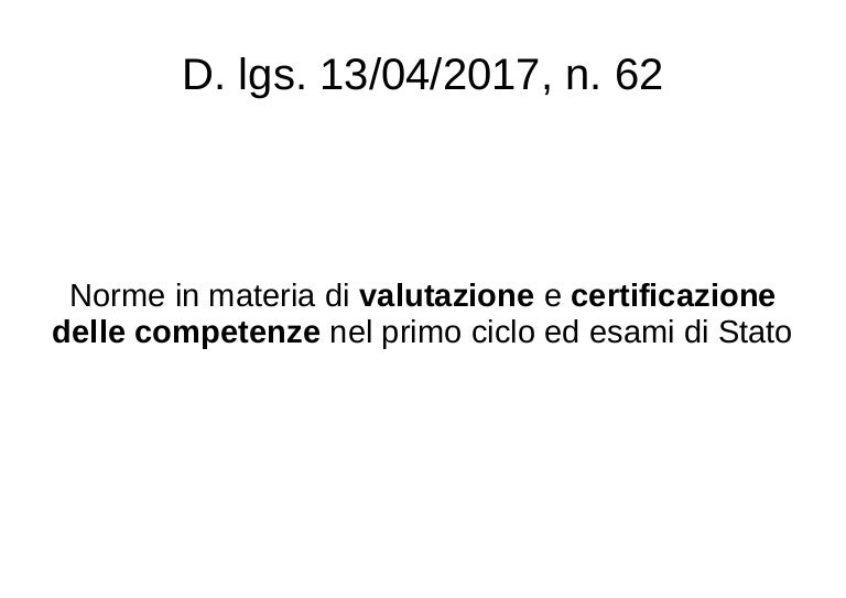 Decreto Legislativo 13 Aprile 2017 N 62