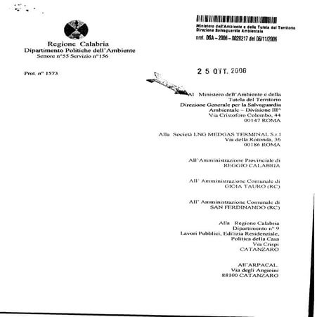 Decreto VIA regionale rigassificatore San Ferdinando