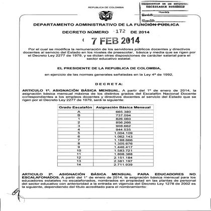 Decreto 172 del 07 de febrero de 2014