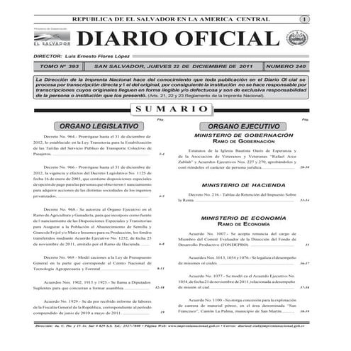 Decreto 216: Tabla de retención del Impuesto Sobre la Renta