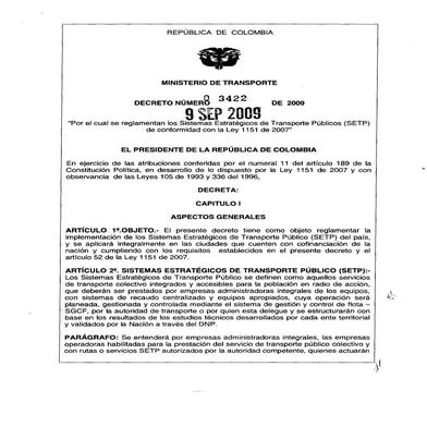 Decreto 3422 de 2009