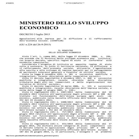 Decreto Economia Sociale