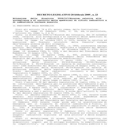 Decreto legislativo 20 febbraio 2009 n. 23