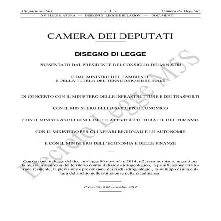 "Decreto M5S" sulla prevenzione del dissesto idrogeologico