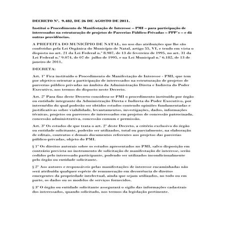 Decreto nº 9.482 institui o pmi